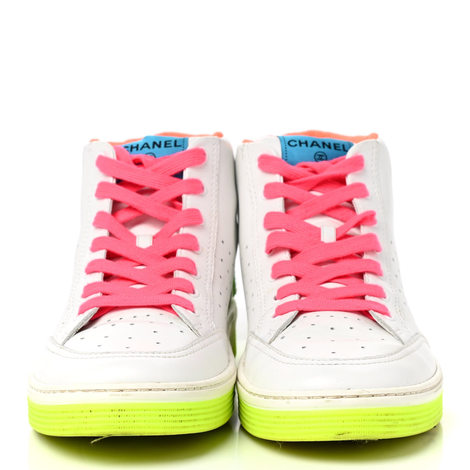 Chanel Calfskin Mens Logo High Top Sneakers 44 White Multicolor 2 of 9