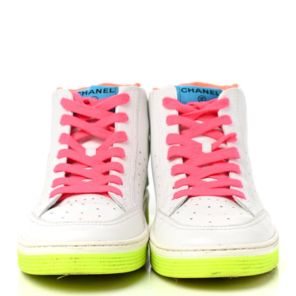 Chanel Calfskin Mens Logo High Top Sneakers 44 White Multicolor 2 of 9