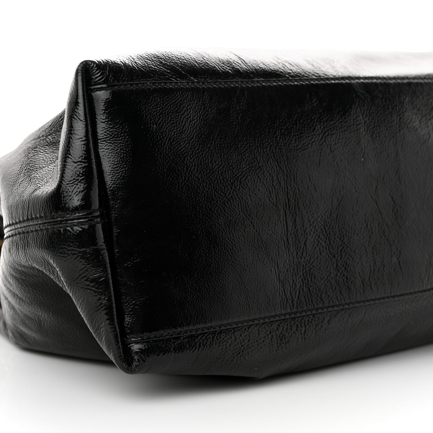 Patent Medium Soho Chain Shoulder Bag Black