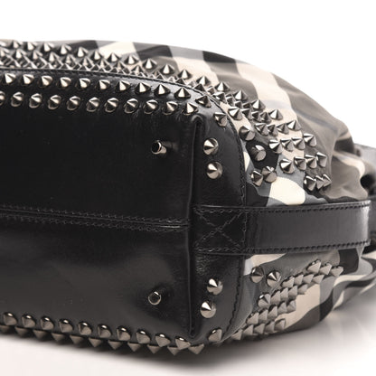 Burberry Nylon Beat Check Studded Hobo Black 9 of 11