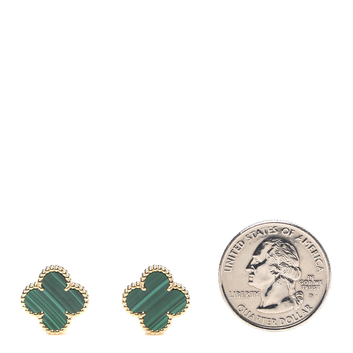 Van Cleef & Arpels 18K Yellow Gold Malachite Vintage Alhambra Earrings 2 of 6