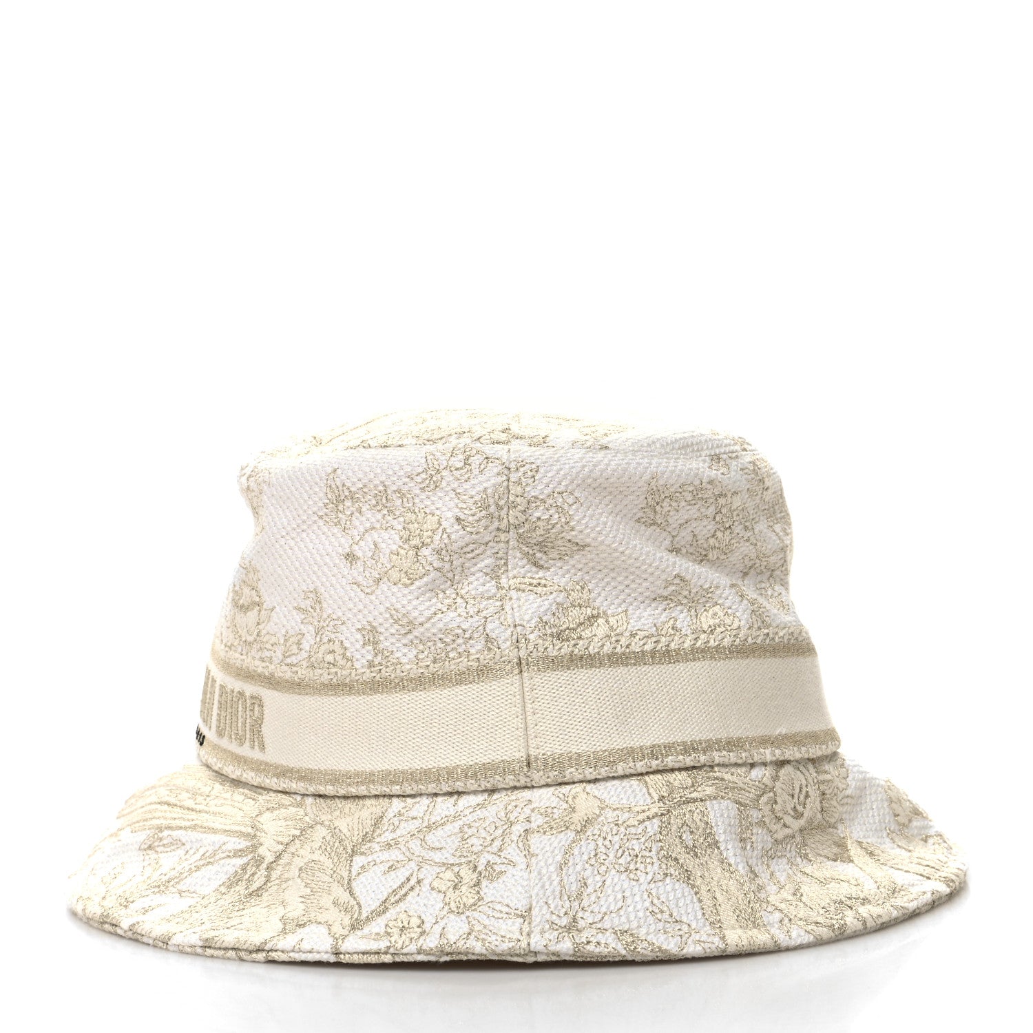 ディオール ホリデー バケットハット ホワイト×ゴールド #57 Christian Dior Cotton D-Bobby Small Brim Bucket Hat 57 White Gold
