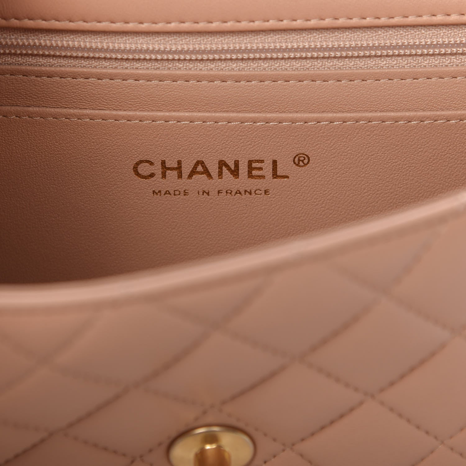 Chanel Lambskin Quilted Mini Top Handle Rectangular Flap Beige 6 of 11