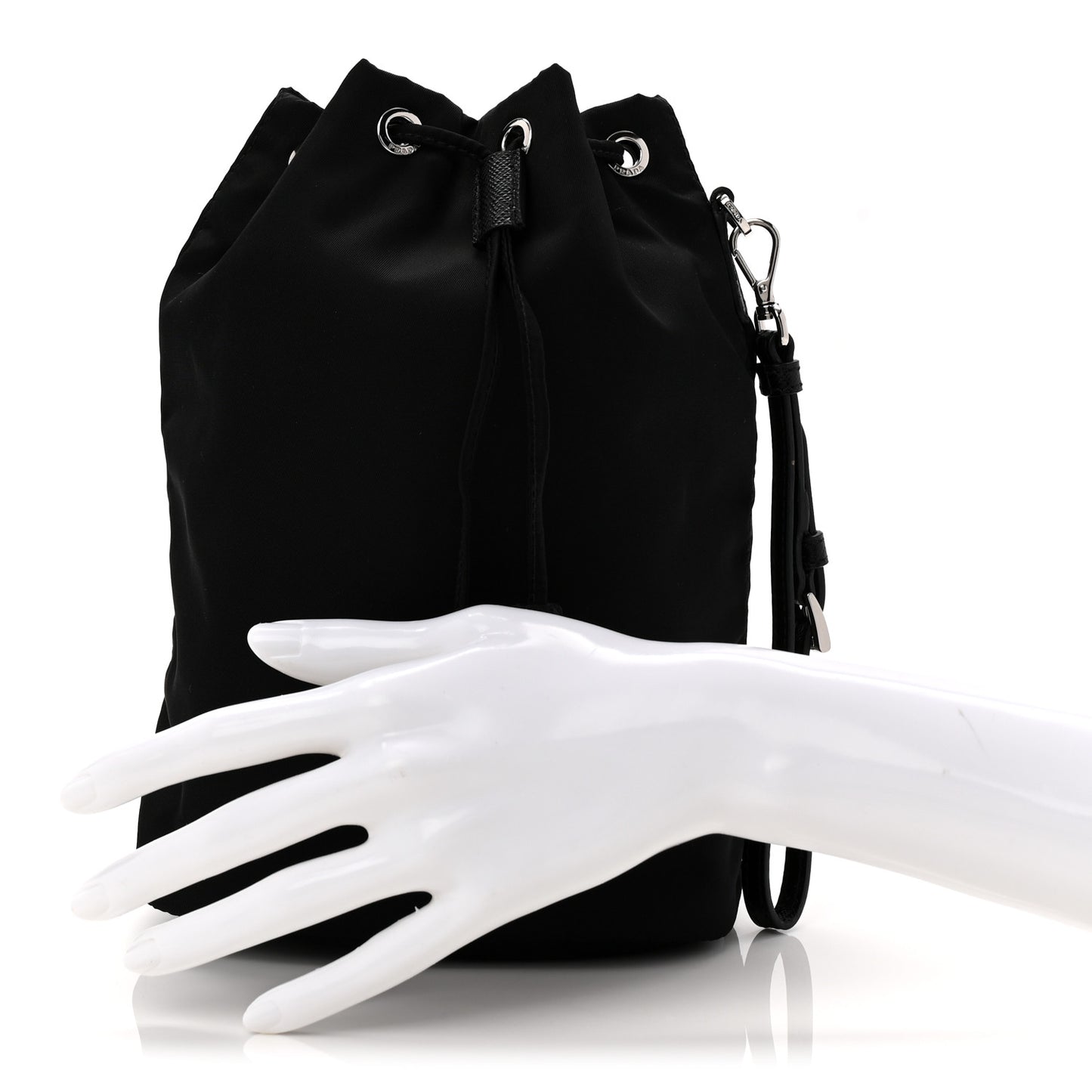 Re-Nylon Vela Drawstring Wristlet Pouch Black