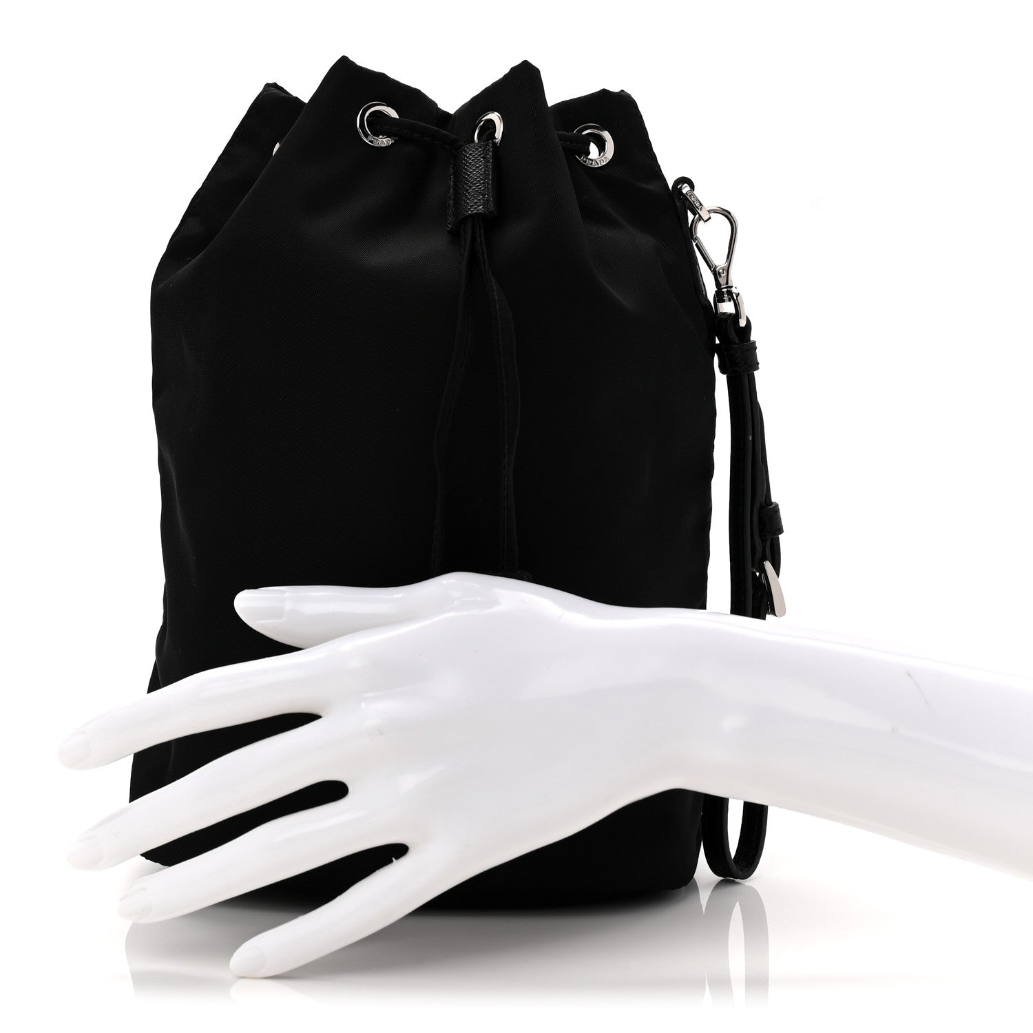 Prada Re-Nylon Vela Drawstring Wristlet Pouch Black 2 of 12