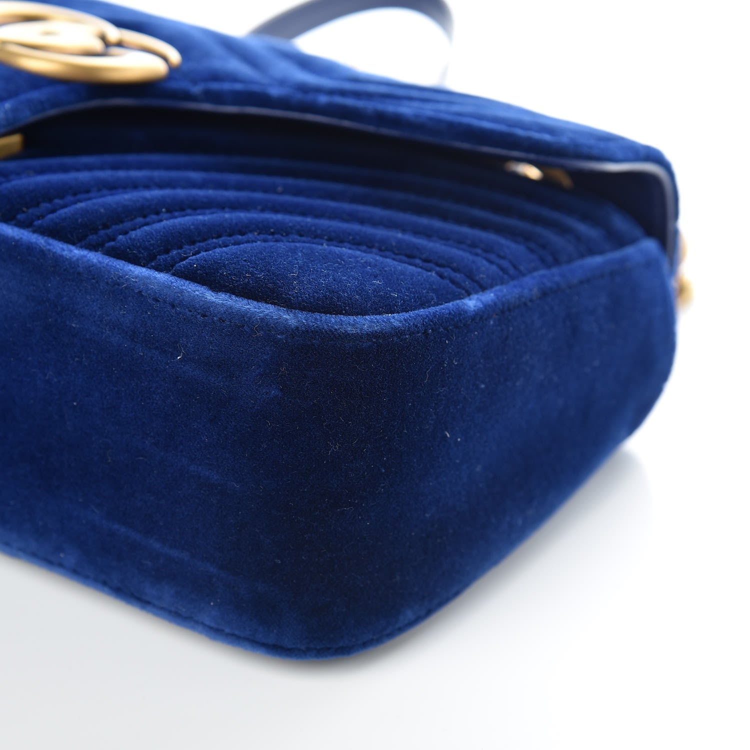 Gucci Velvet Matelasse Small GG Marmont Shoulder Bag Cobalt Blue 10 of 13