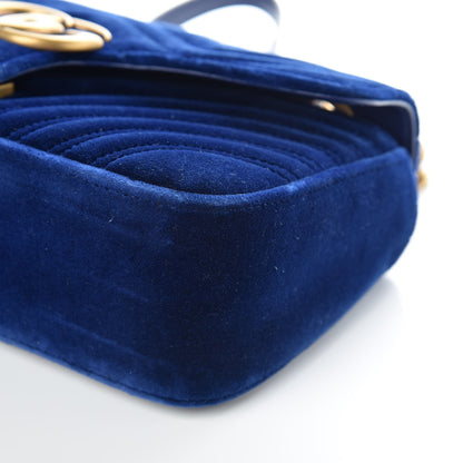 Gucci Velvet Matelasse Small GG Marmont Shoulder Bag Cobalt Blue 10 of 13