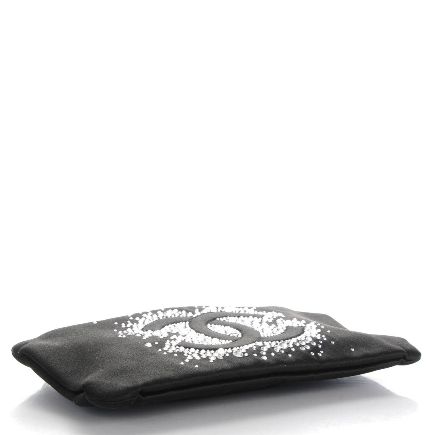 Satin Diamante Evening Clutch Bag Black