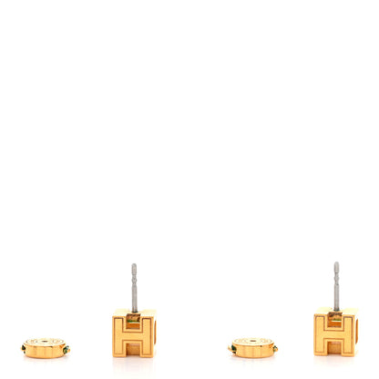 Hermes Gold Lacquered Cage d'H Earrings Orange 3 of 4