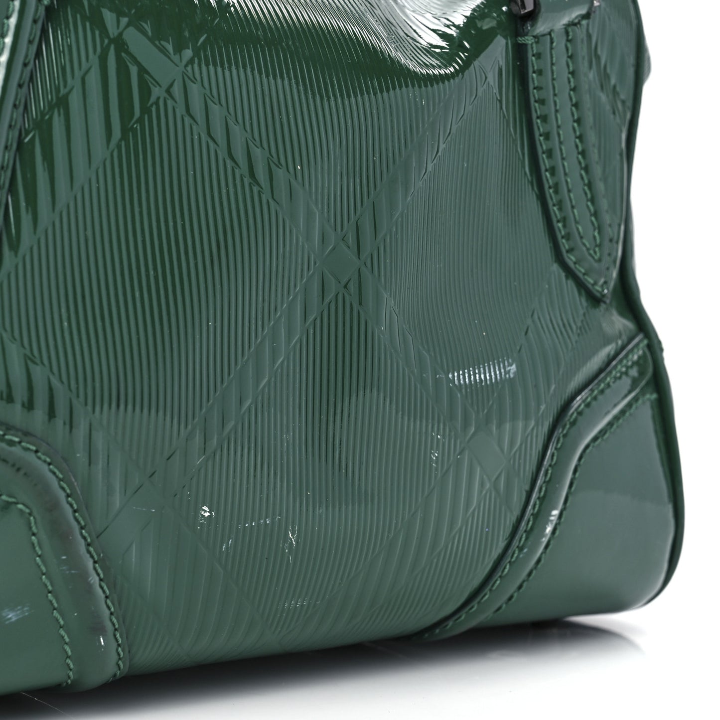 Patent Check Embossed Medium Anford Convertible Bowling Bag Dark Green