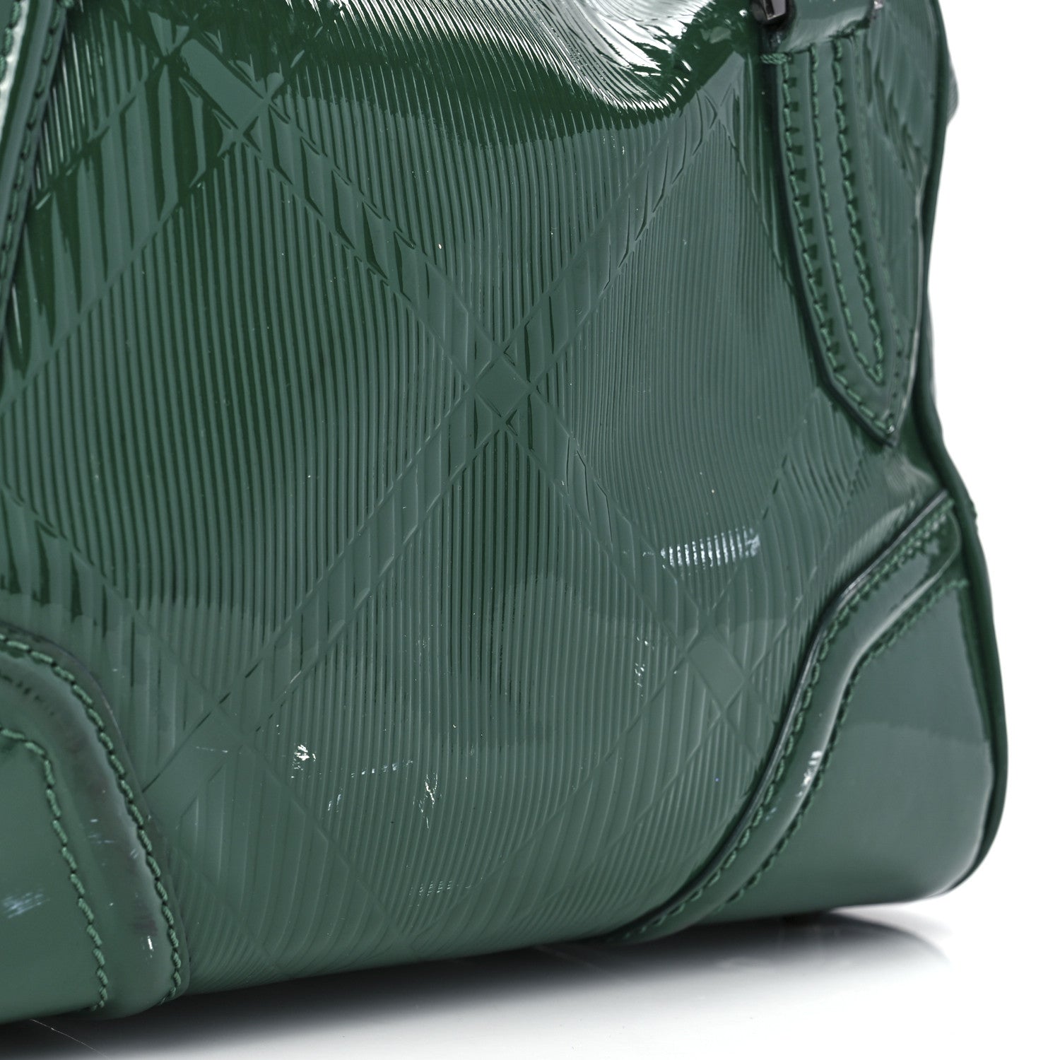 Burberry Patent Check Embossed Medium Anford Convertible Bowling Bag Dark Green 17 of 17