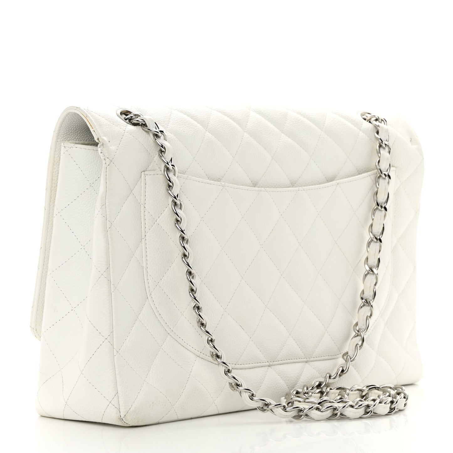 Caviar Quilted Maxi Single Flap White