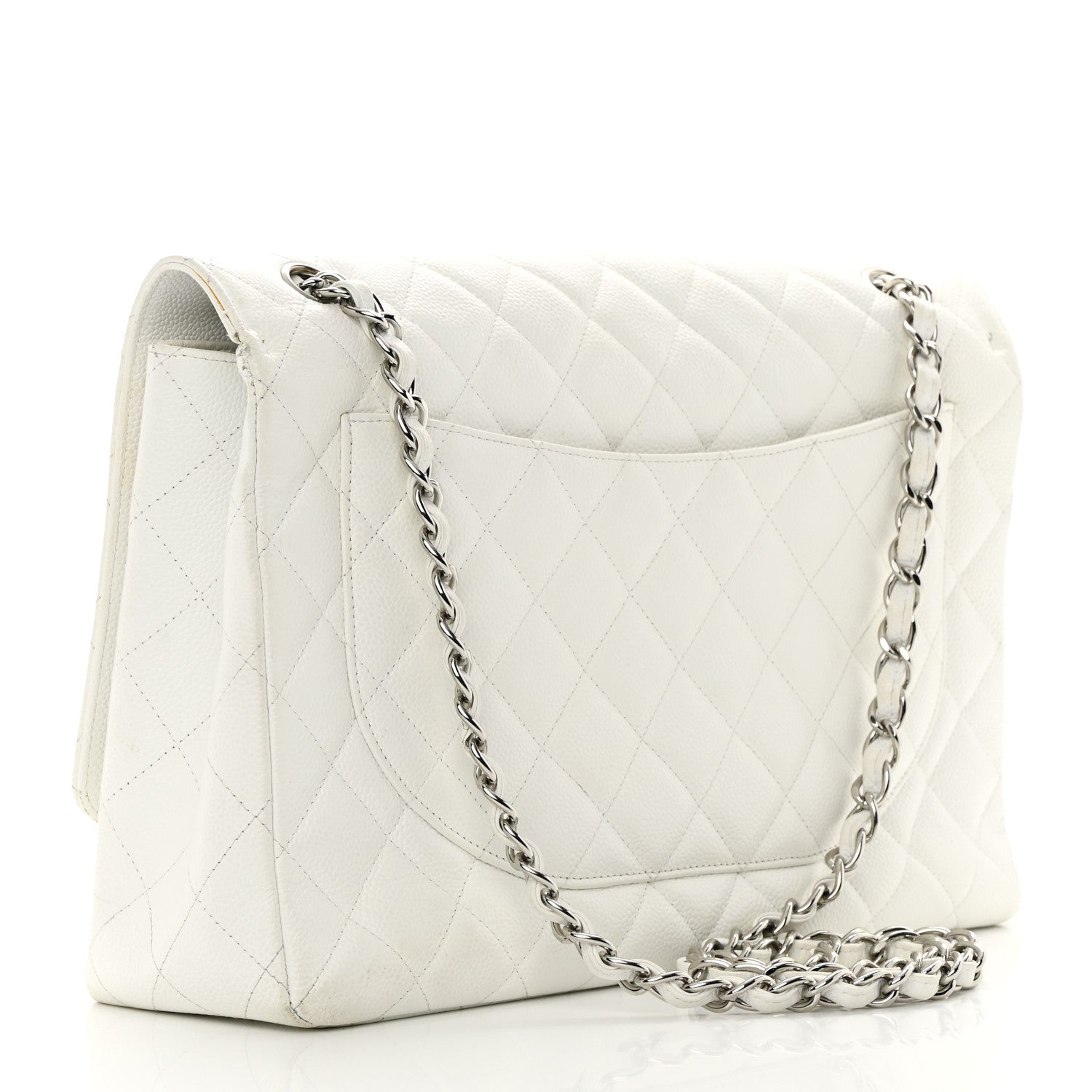 Chanel Caviar Quilted Maxi Single Flap White 3 of 18