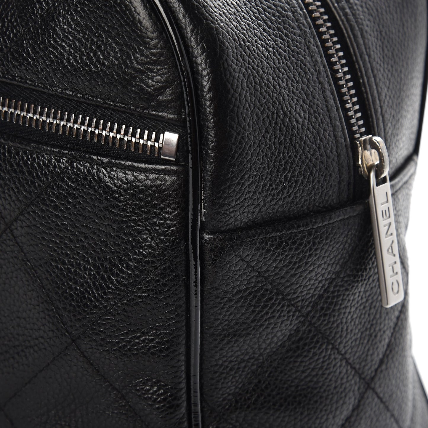 Caviar Patent Quilted Large Bowler Black