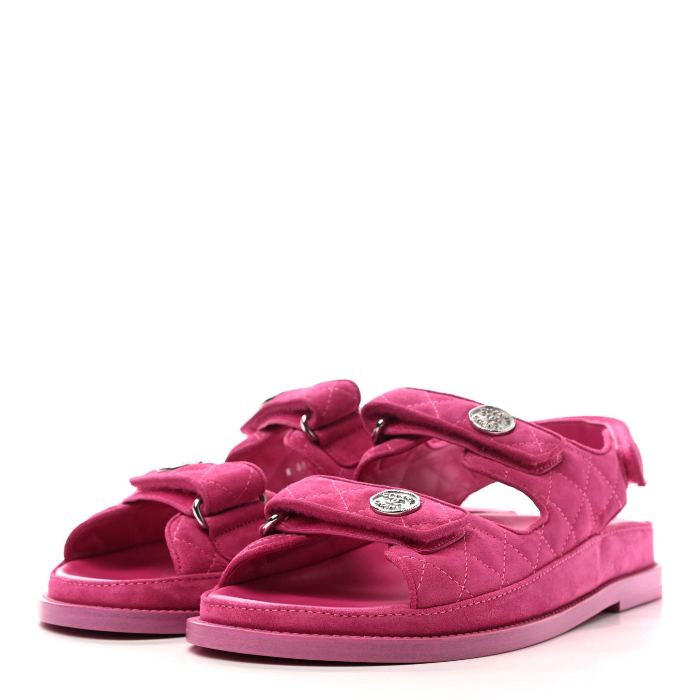 Suede Calfskin Velcro Dad Sandals 39 Pink