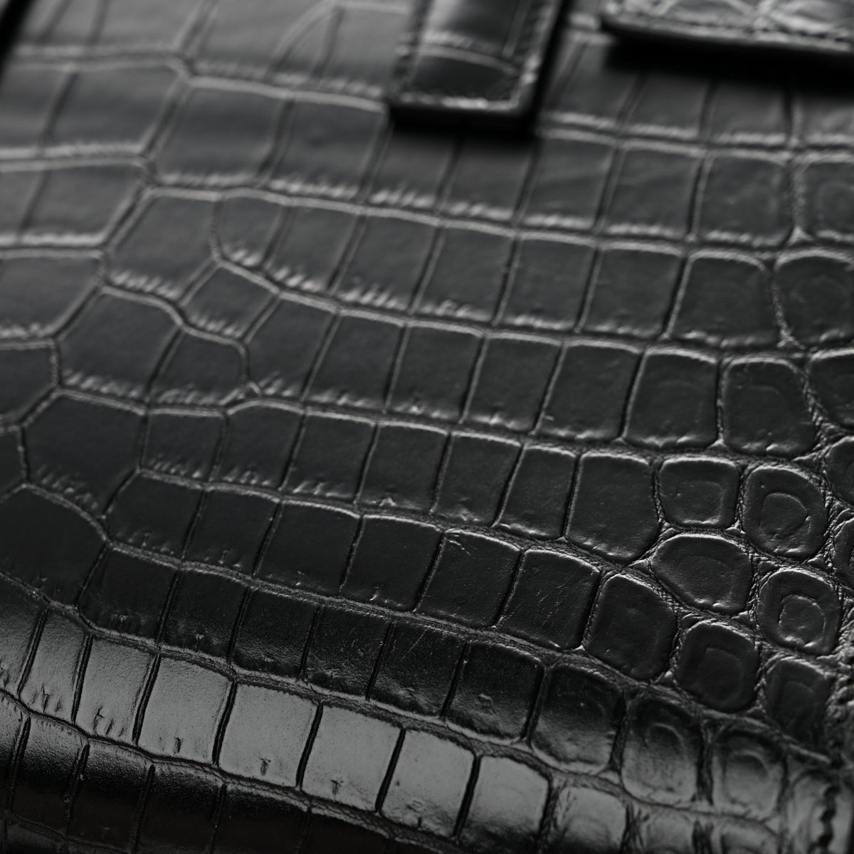 Calfskin Crocodile Embossed Nano Sac De Jour Black