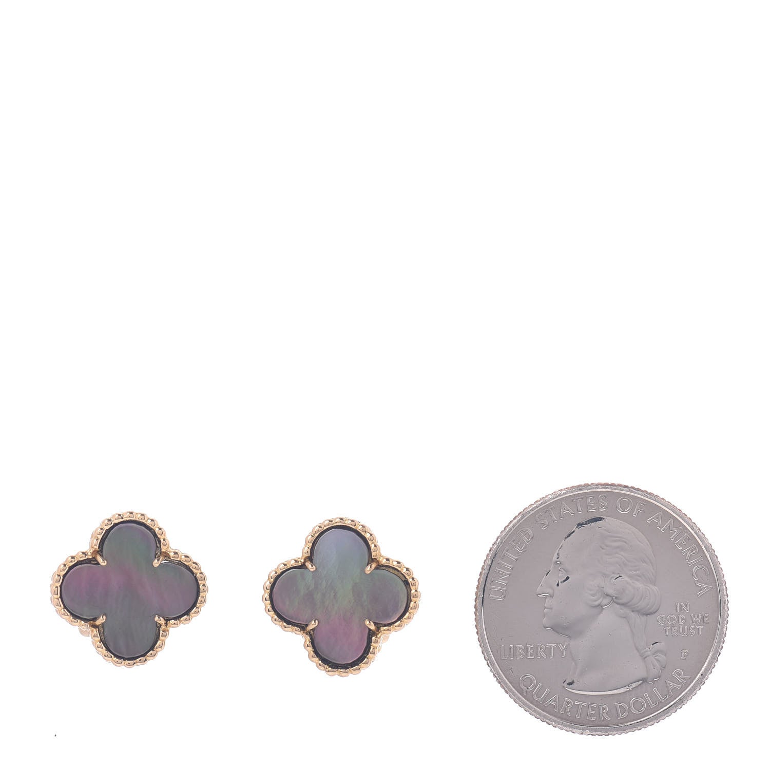 Van Cleef & Arpels 18K Yellow Gold Grey Mother of Pearl Vintage Alhambra Clip-On Earrings 2 of 5