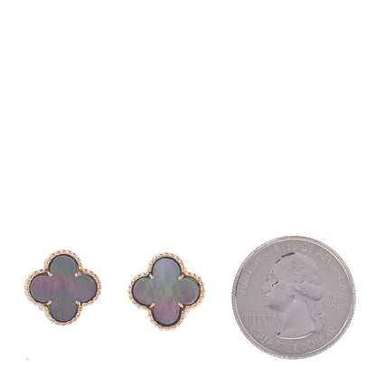Van Cleef & Arpels 18K Yellow Gold Grey Mother of Pearl Vintage Alhambra Clip-On Earrings 2 of 5