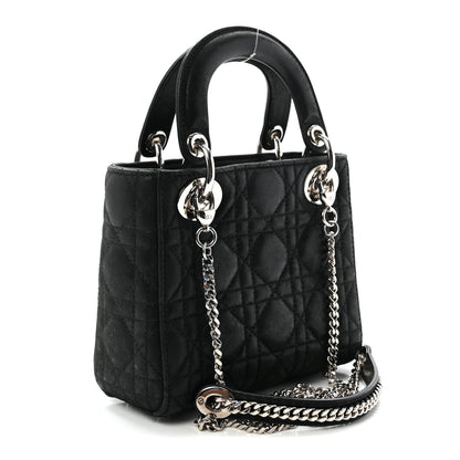 Christian Dior Metallic Calfskin Cannage Mini Lady Dior Black 3 of 9