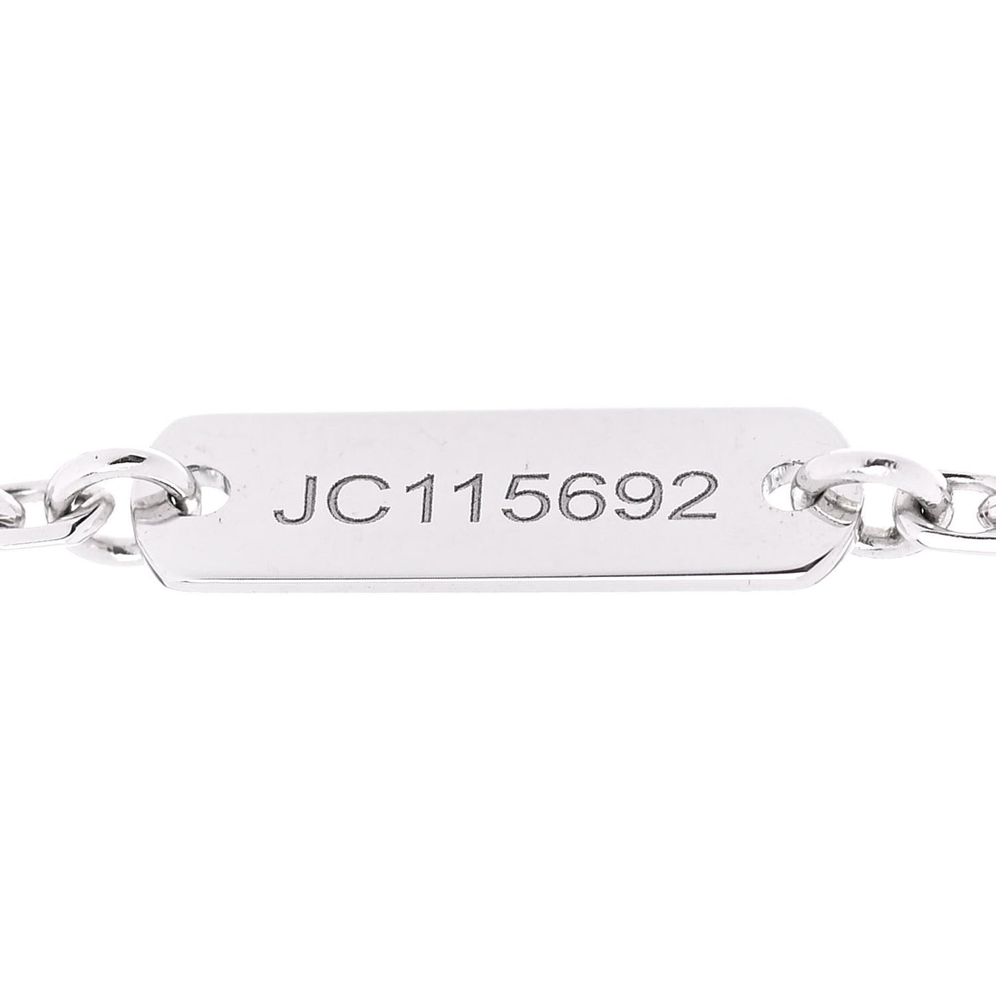 18K White Gold Chalcedony Vintage Alhambra Pendant Necklace