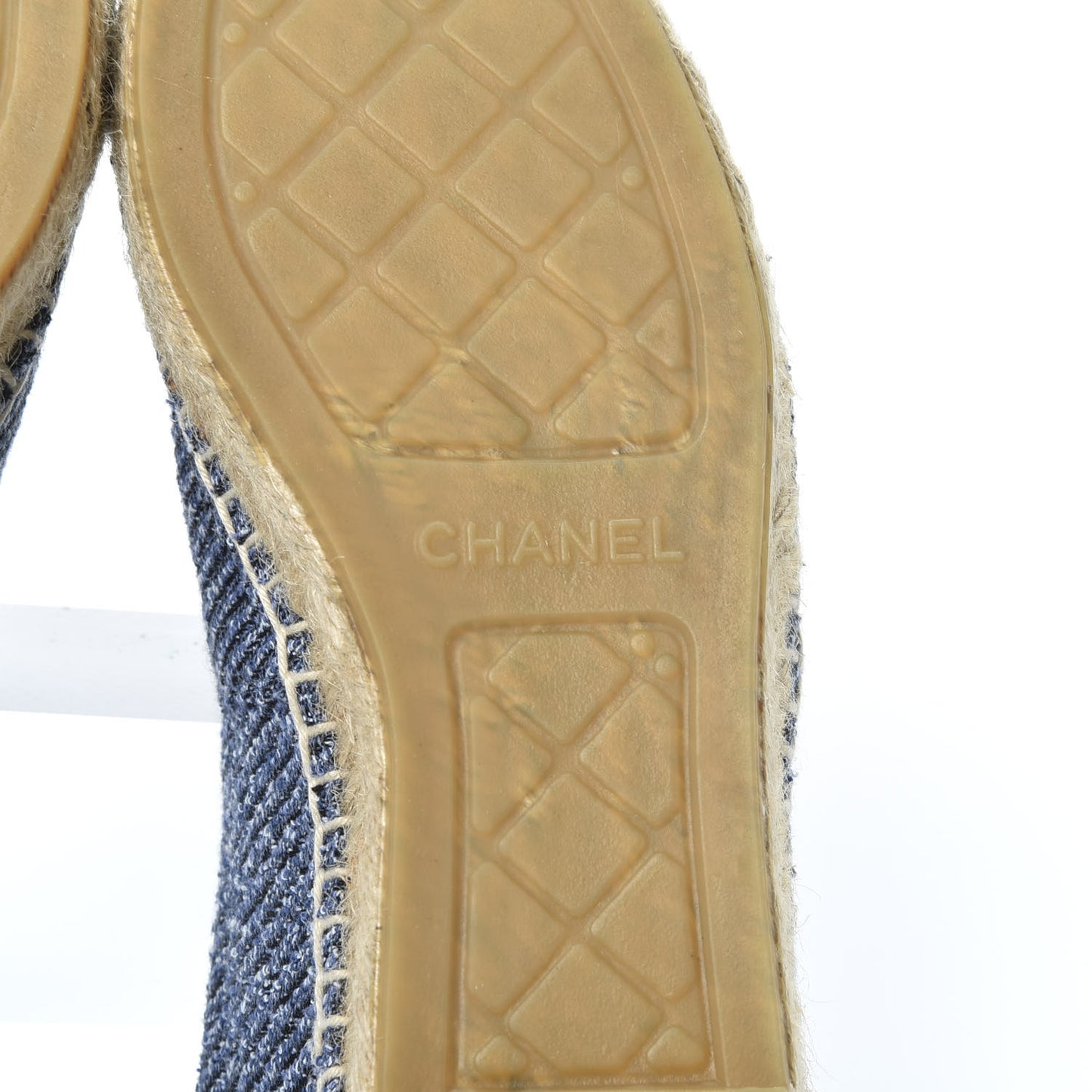 Cotton Tweed CC Espadrilles 36 Blue Ecru Black