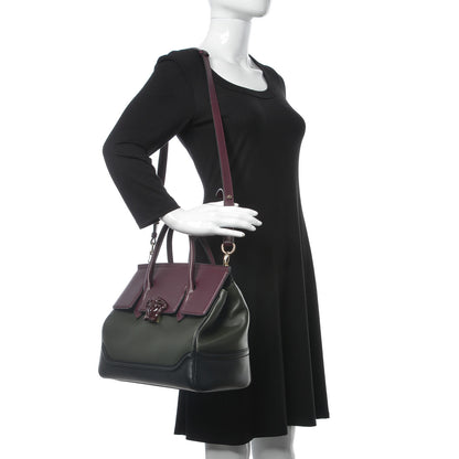 Versace Vitello Large Palazzo Empire Bag Burgundy Army Black 2 of 7