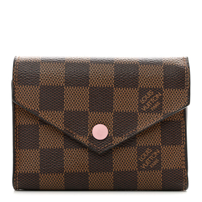 Louis Vuitton Damier Ebene Victorine Wallet Rose Ballerine 1 of 10