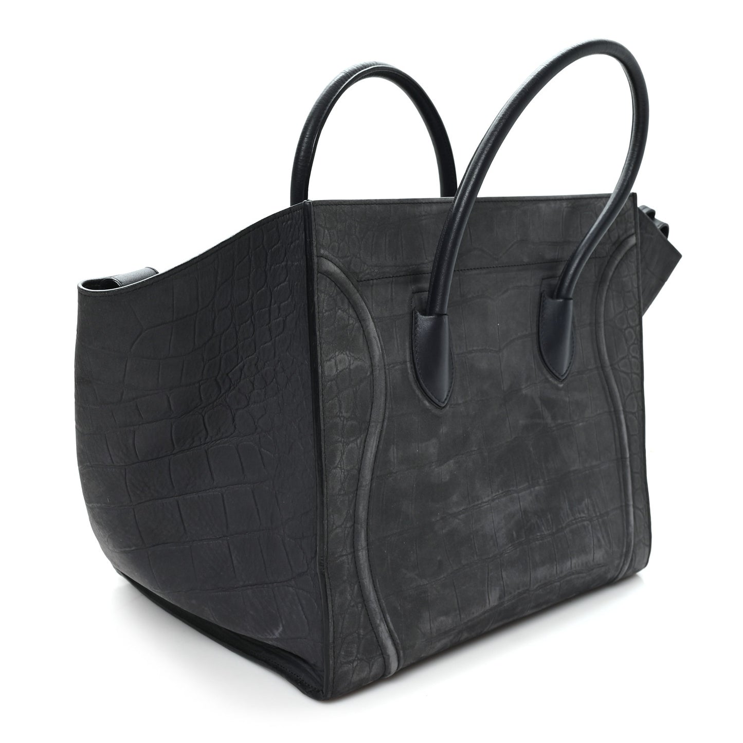 Crocodile Embossed Nubuck Medium Phantom Luggage Navy Blue