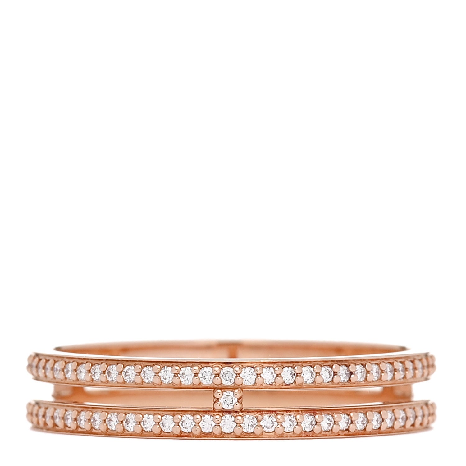 Hermes 18K Rose Gold Diamond Ariane Wedding Band Ring 54 6.75 3 of 5