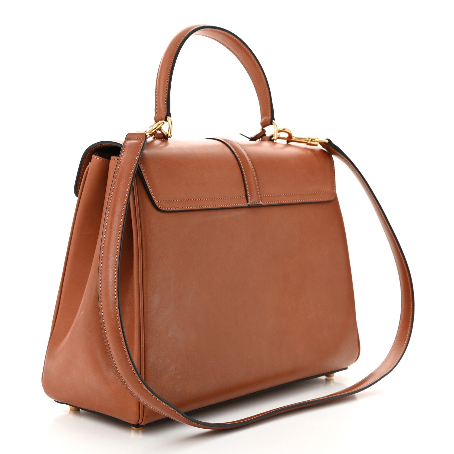 Celine Grained Calfskin Classique 16 Top Handle Bag Tan 3 of 13