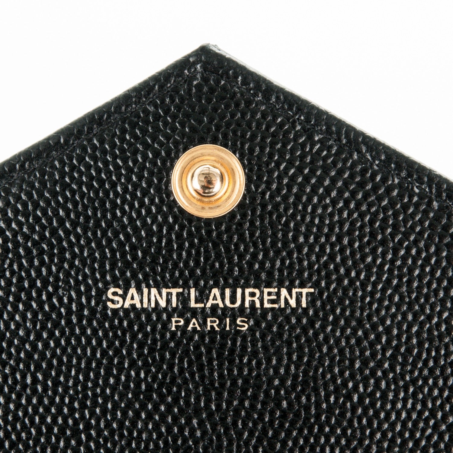 Saint Laurent Grain De Poudre Matelasse Chevron Monogram Envelope Chain Wallet Black 6 of 6