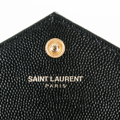 Saint Laurent Grain De Poudre Matelasse Chevron Monogram Envelope Chain Wallet Black 6 of 6