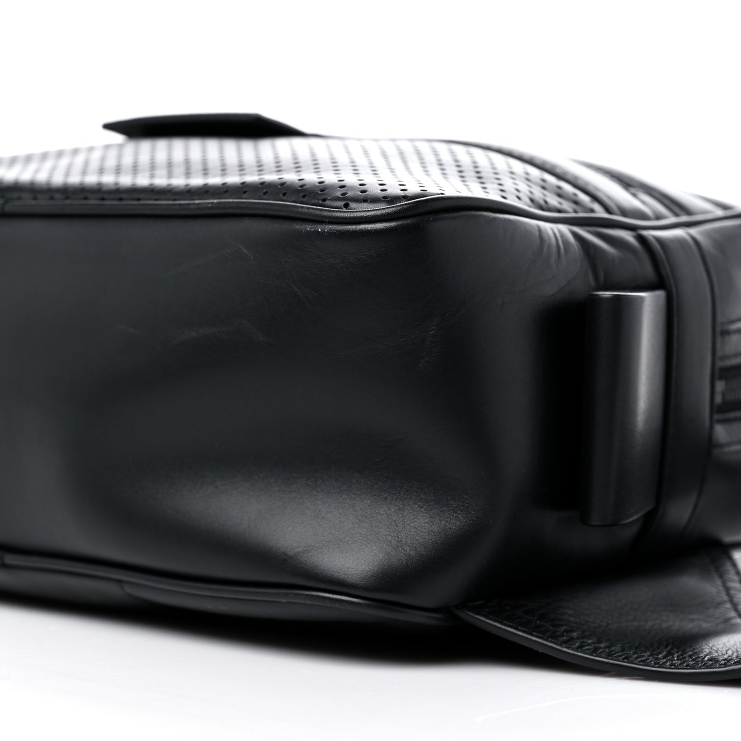 Perforated Calfskin Leggero Intrecciato Belt Bag Black