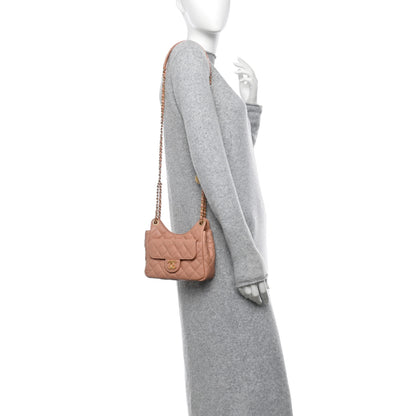 Chanel Caviar Quilted Small Wavy CC Hobo Coral 2 of 11