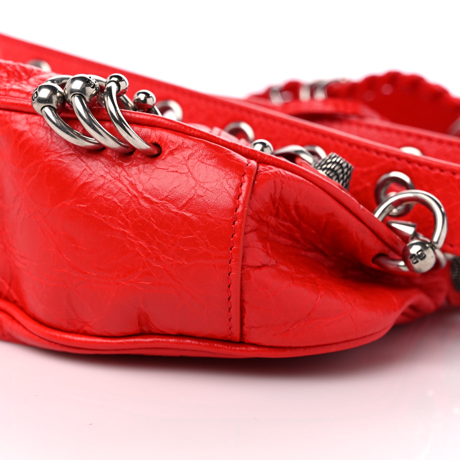 Balenciaga Agneau Arena Pierced Le Cagole Shoulder Bag XS Tomato