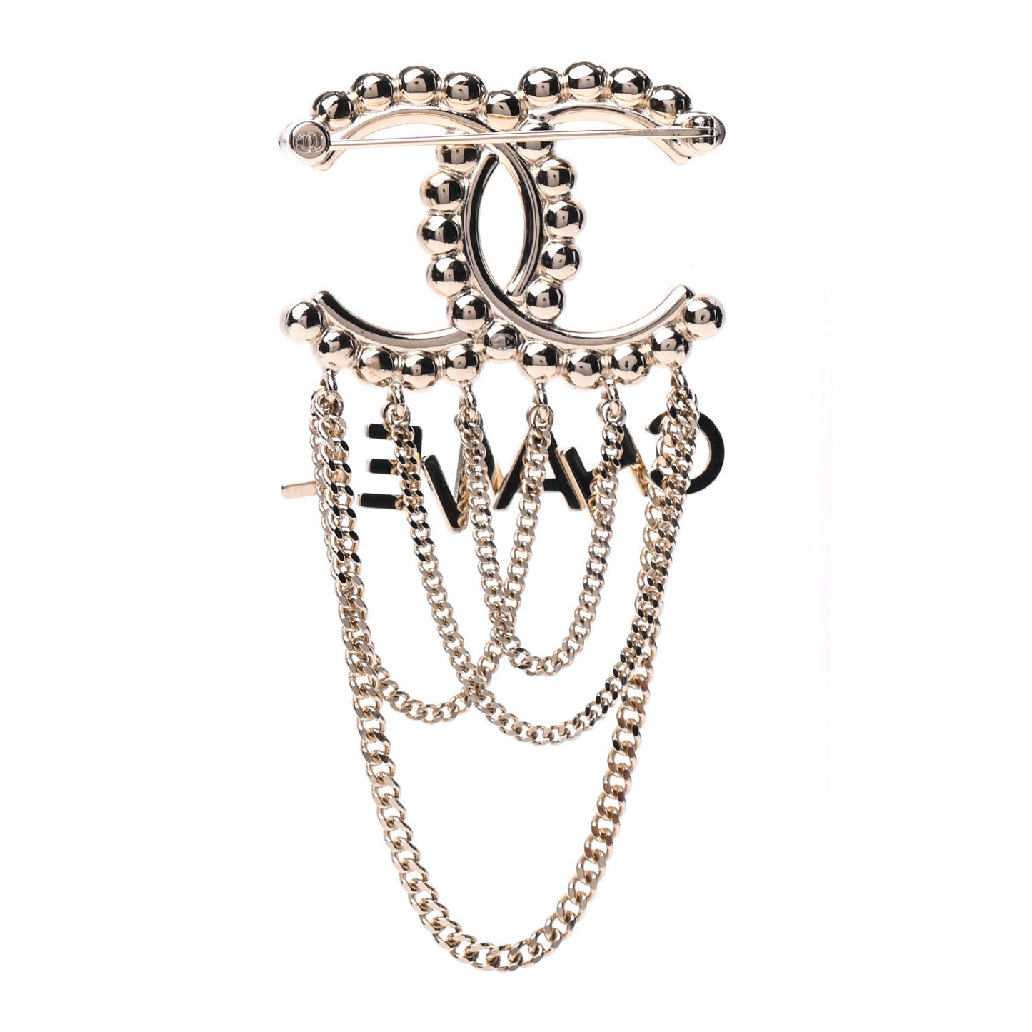 Metal Crystal Bow-tiful CC Chain Brooch Gold