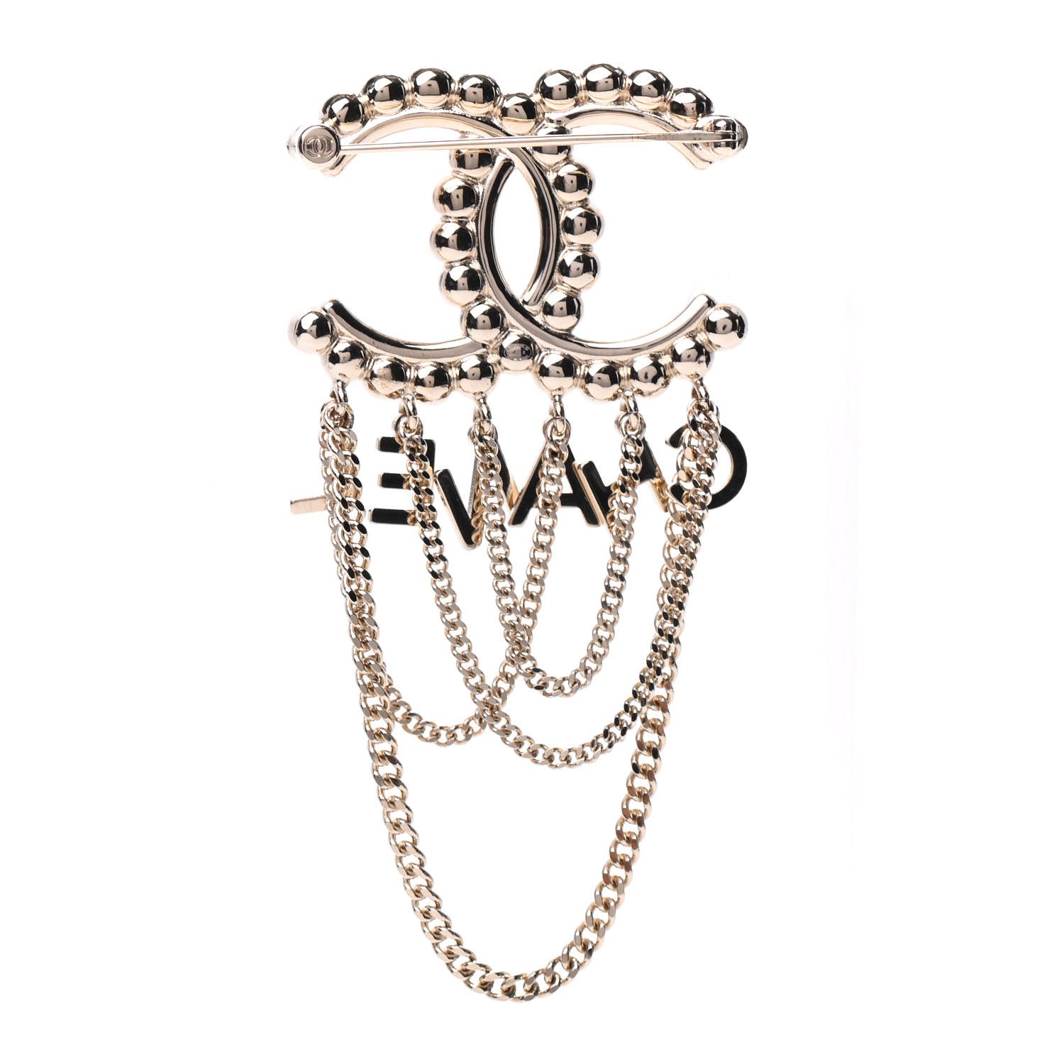 Chanel Metal Crystal Bow-tiful CC Chain Brooch Gold 3 of 5