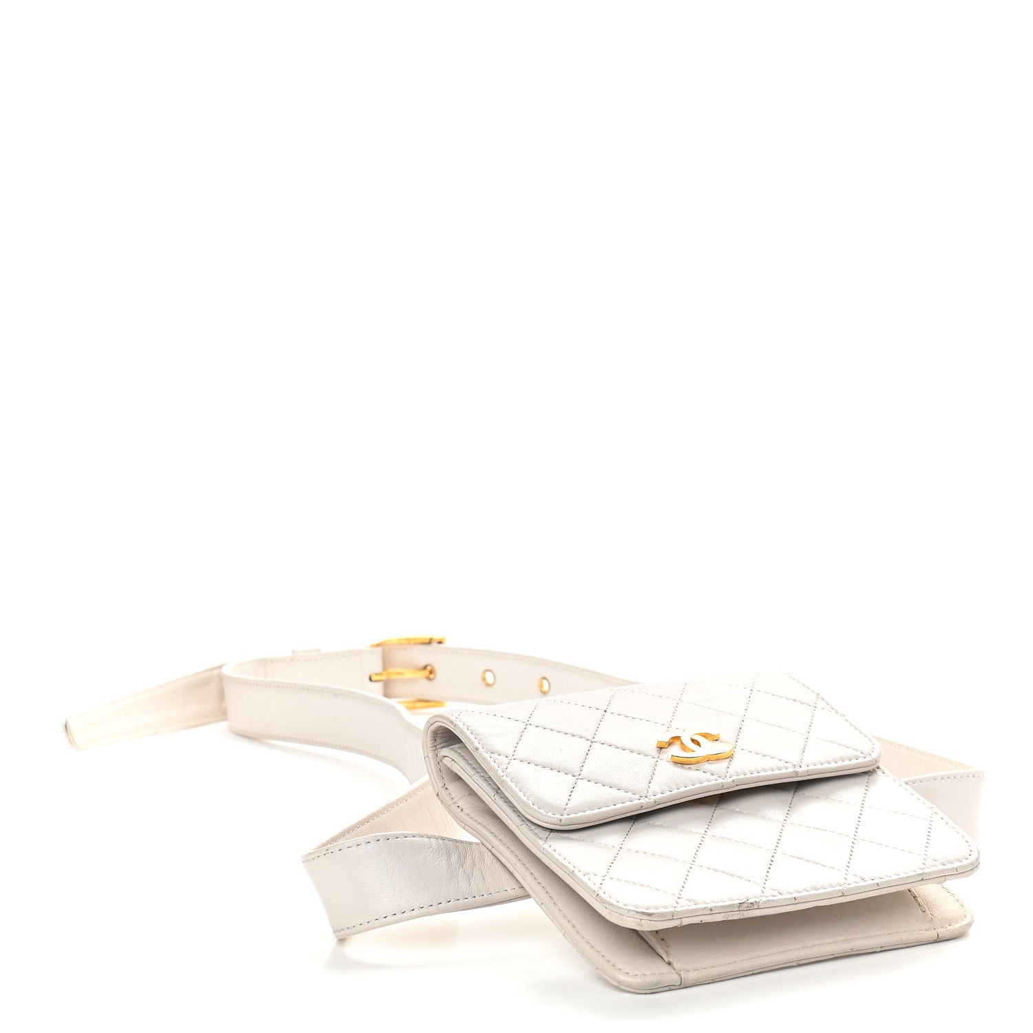 Chanel Lambskin Quilted Flap Waist Belt Bag White 3 of 12