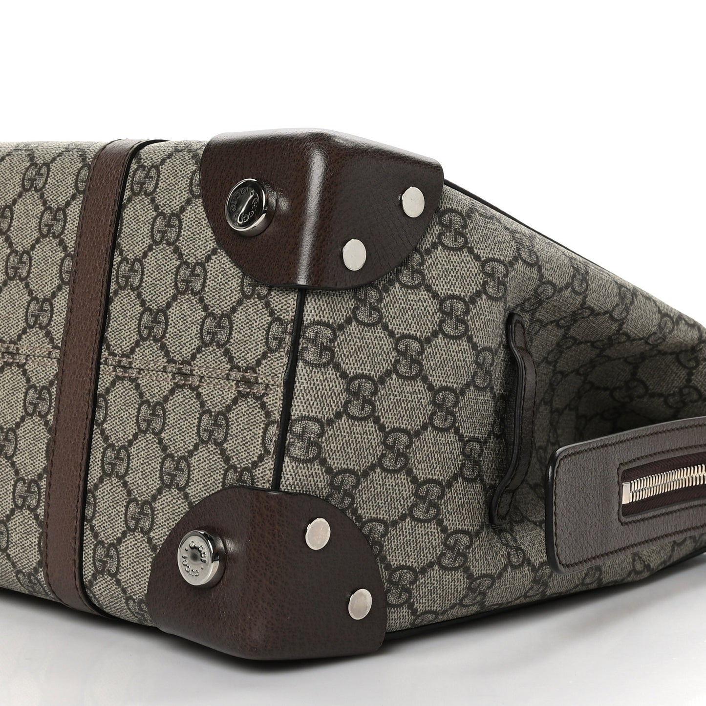 GG Supreme Monogram Textured Dollar Calfskin Medium Detail Tote Beige Ebony New Acero