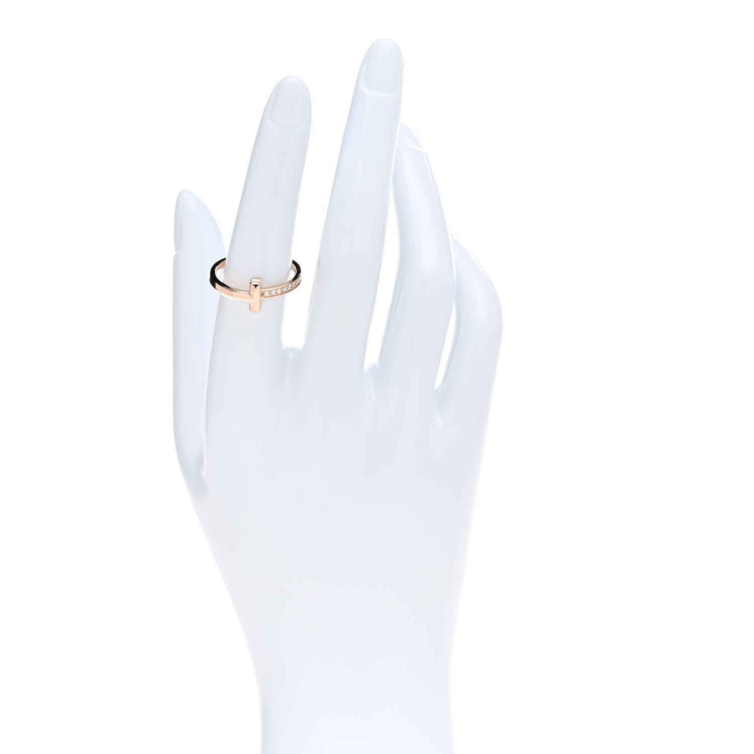 Tiffany 18K Rose Gold Diamond 2.5mm T T1 Ring 55 7.25 2 of 5