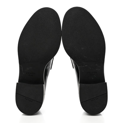 Prada Spazzolato Metal Triangle Logo 50mm Loafers 39 Black 5 of 13