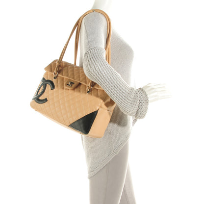 Chanel Calfskin Quilted Large Cambon Flap Beige Black 12 of 21
