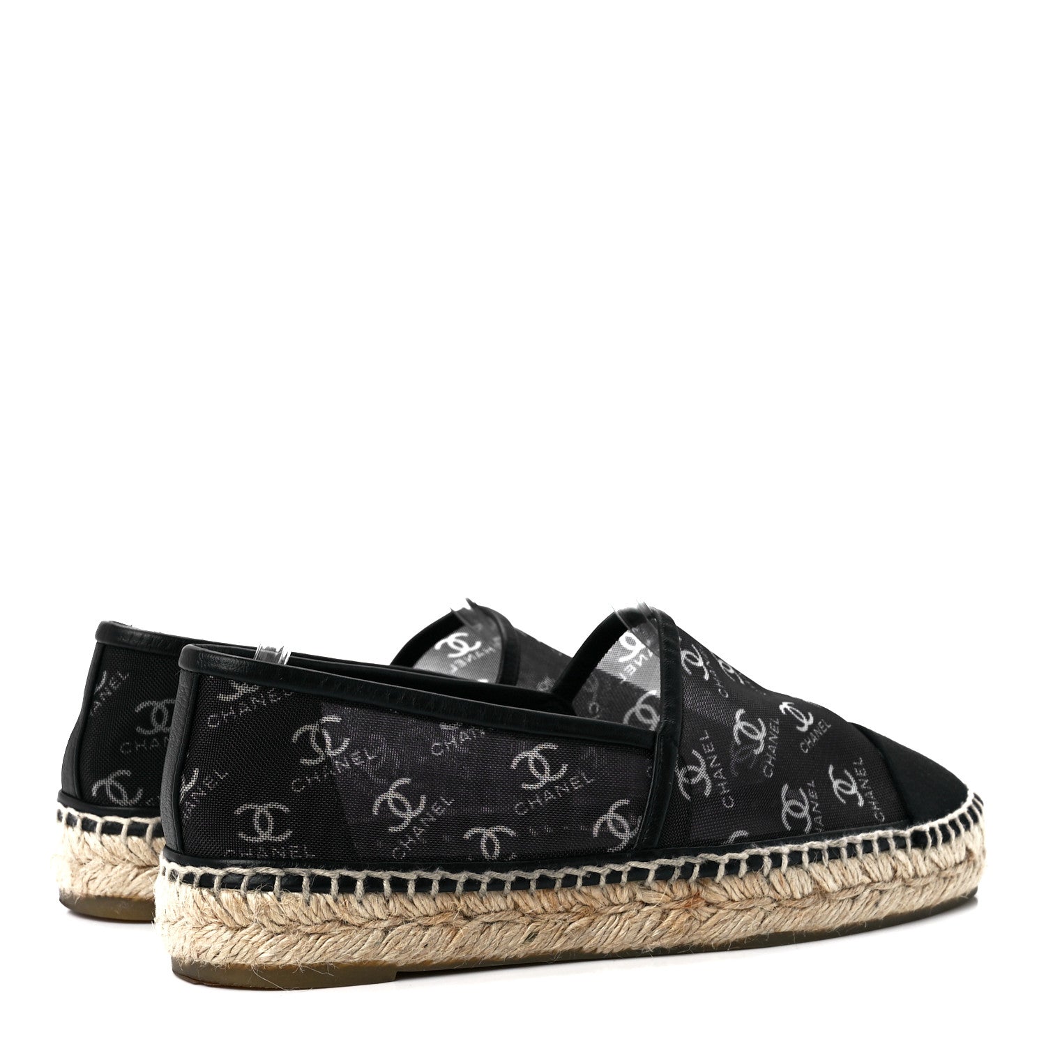 Chanel Mesh Grosgrain CC Espadrilles 37 Black White 4 of 8