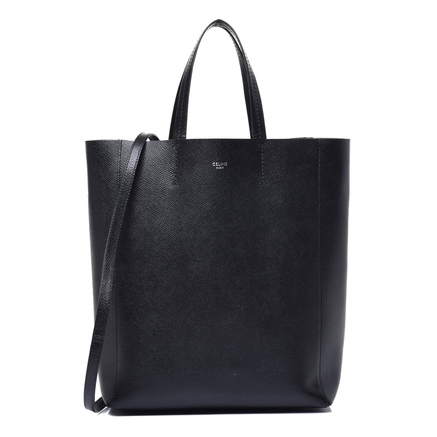 Grained Calfskin Small Vertical Cabas Black