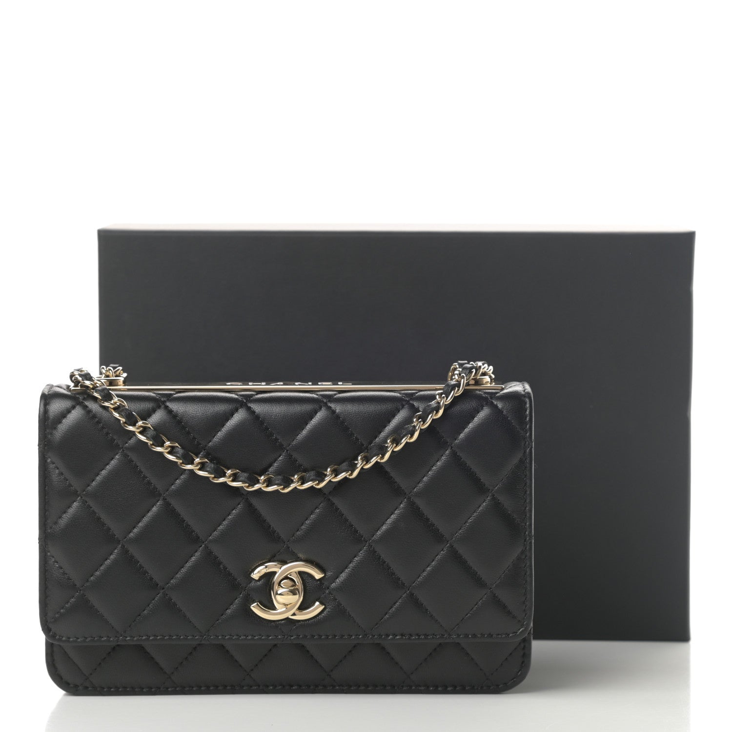 Chanel Lambskin Quilted Trendy CC Wallet On Chain WOC Black 15 of 15