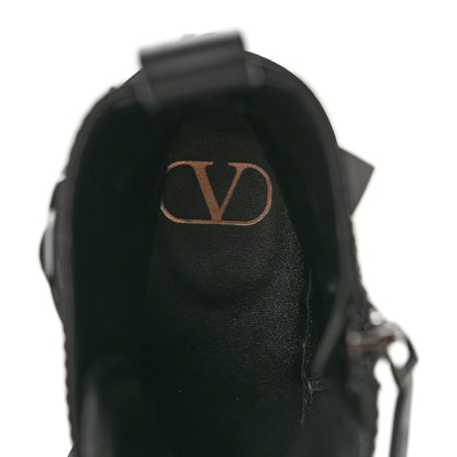 Valentino Garavani Calfskin Tonal Roman Stud 20/40mm Combat Boots 38 Black 7 of 11