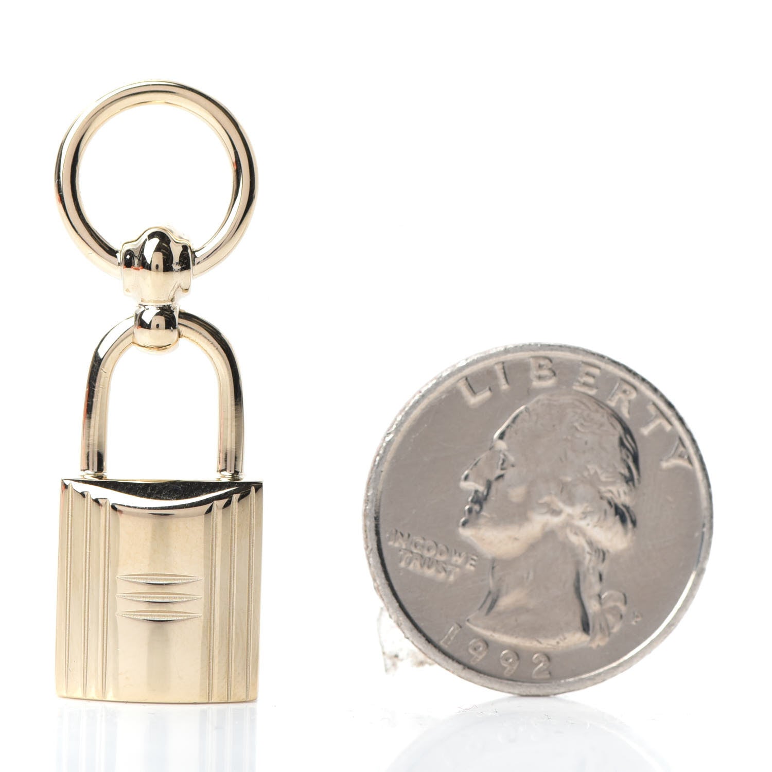 Hermes Permabrass Mini Loop Charms Cadenas Scarf Ring Gold 2 of 4
