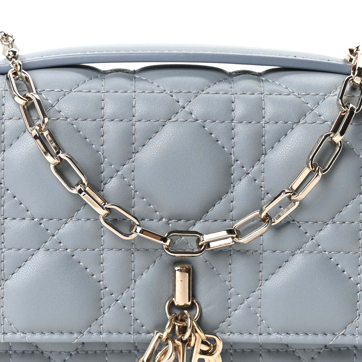 Lambskin Cannage Mini My Dior Top Handle Clutch Cloud Blue
