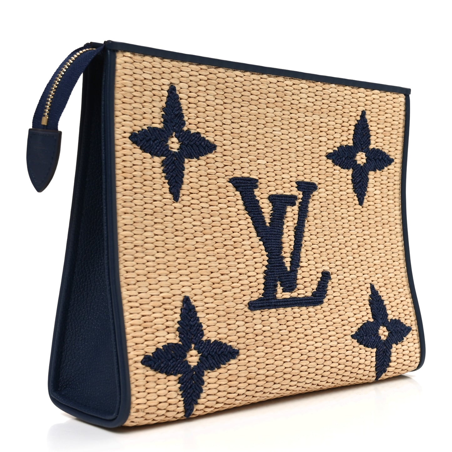 Raffia Calfskin Monogram Giant Toiletry Pouch 26 Blue