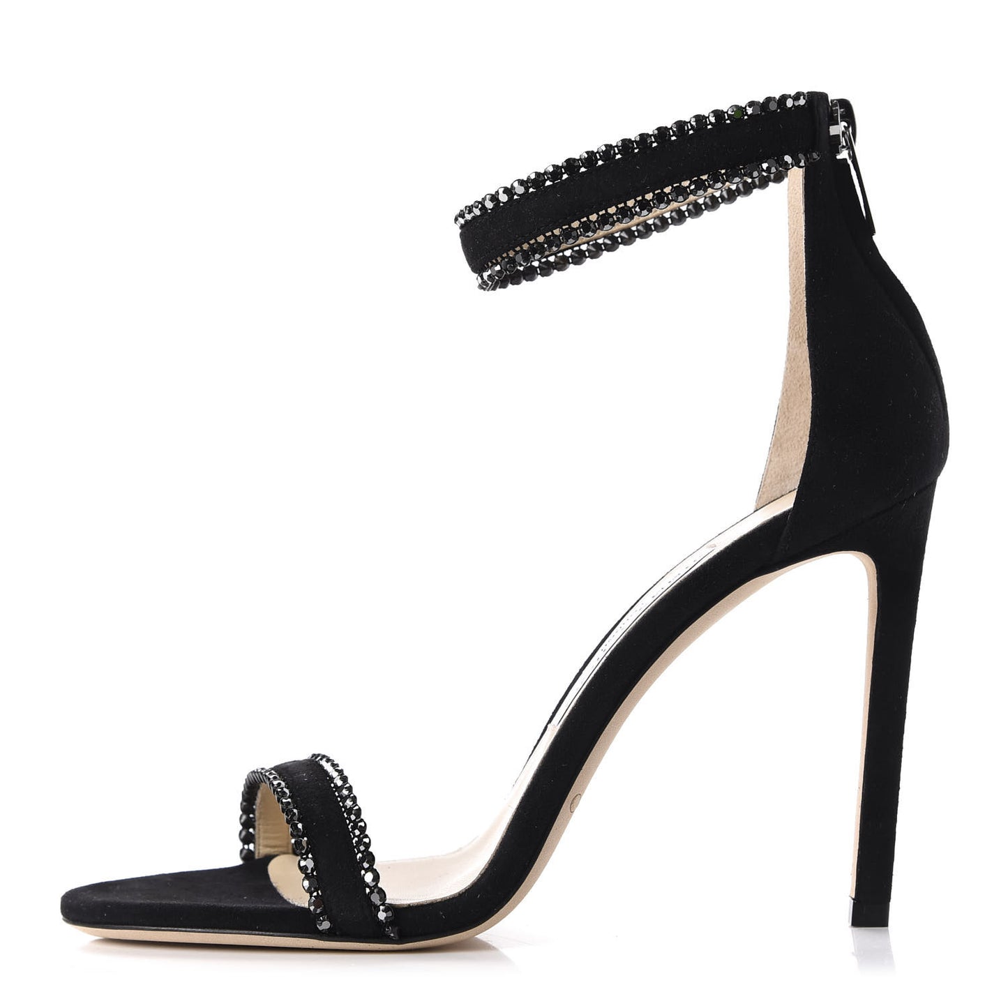 Suede Jewel Dochas 100 Open Toe Sandals 37 Black